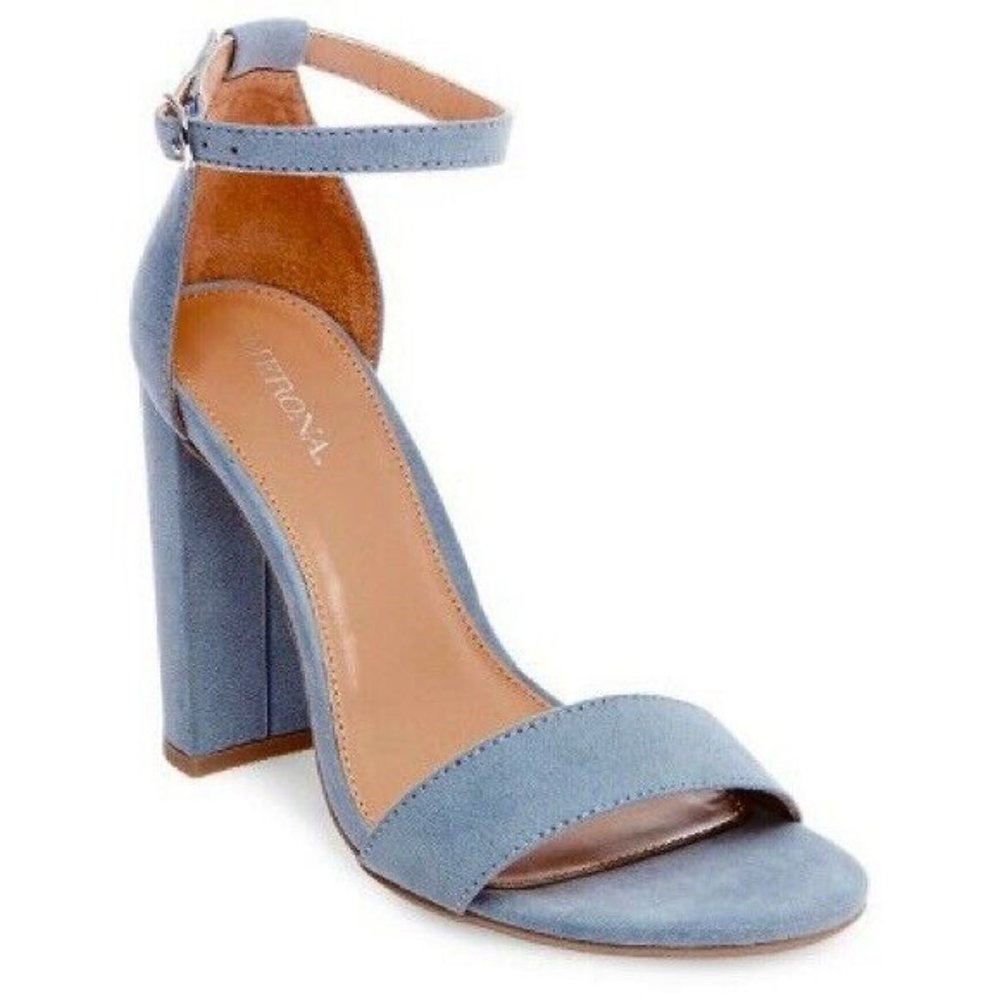 Merona Lulu Block Heel Sandal in Faux Suede Blue Size 9.5